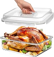 Razab 163oz (4800ml) Large Borosilicate Glass Food Storage Container with Airtight Locking Lid - Oven Safe, Microwave Safe, BPA-Free Leakproof