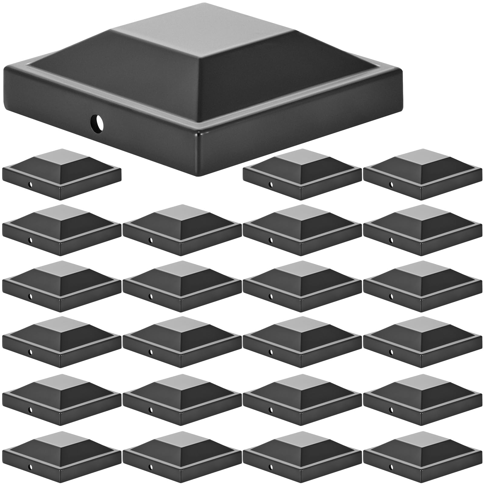 Photo 1 of Dunzy 24 Pack 3" x 3" Aluminum Post Caps, Black