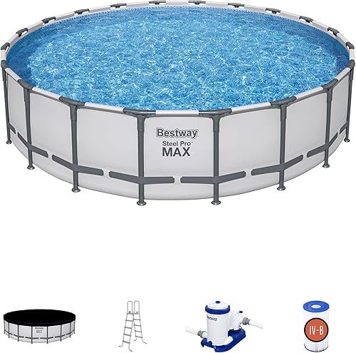 Miniatura 10 de Bestway Steel Pro MAX - Piscina sobre el suelo (12 pies x 30 pulgadas) Piscina familiar redonda para patio trasero al aire libre con forro
