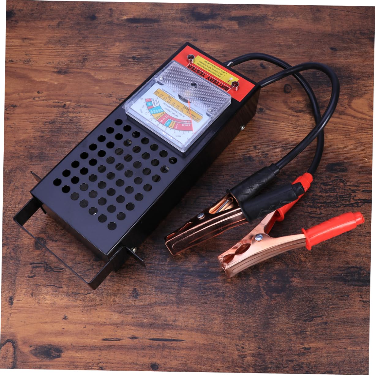 Comprobador de Batería 6-12v 100a Negro en Acero Inoxidable | Vehículo y Motor de Arranque, Diagnóstico de Consumo, Uso Sencillo con Luz Indicadora