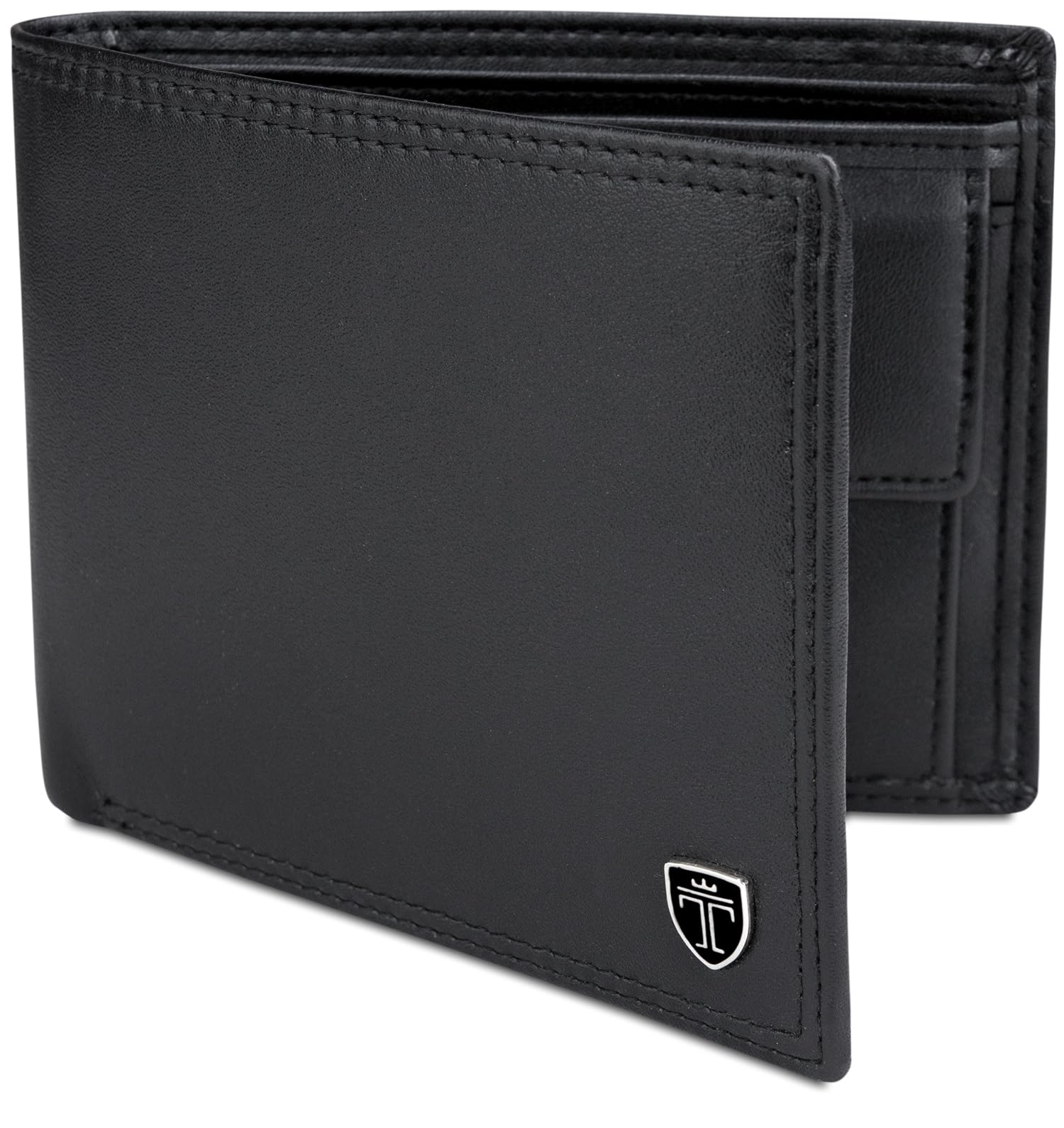 TRAVANDO Portafoglio Uomo Grande OSLO con protezione RFID Porta Carte di Credito nero con Portamonete Borsellino Portafogli in formato Verticale Porta Banconote Wallet Porta monete Regalo