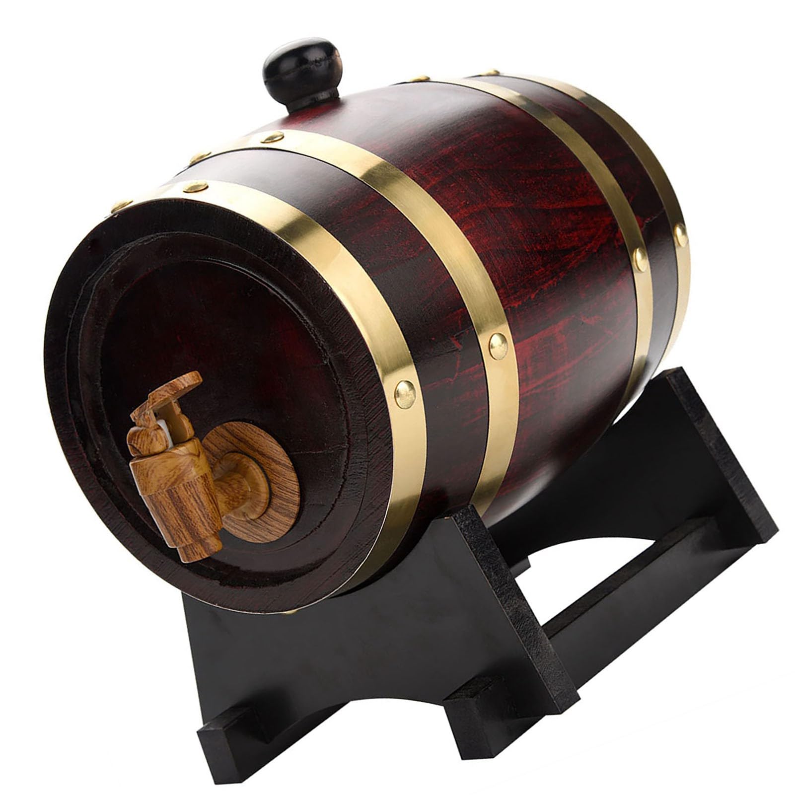 Tnfeeon Barril de Madera para Vino, Barrica de Almacenamiento con Grifo