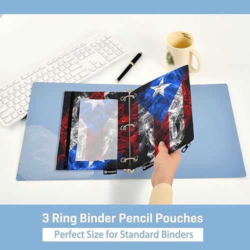 Miniatura 5 de Carpeta Patriot con diseño de bandera de Puerto Rico para archivos, resistente bolsa para 3 anillas, ventana transparente, oficina, escritorio,