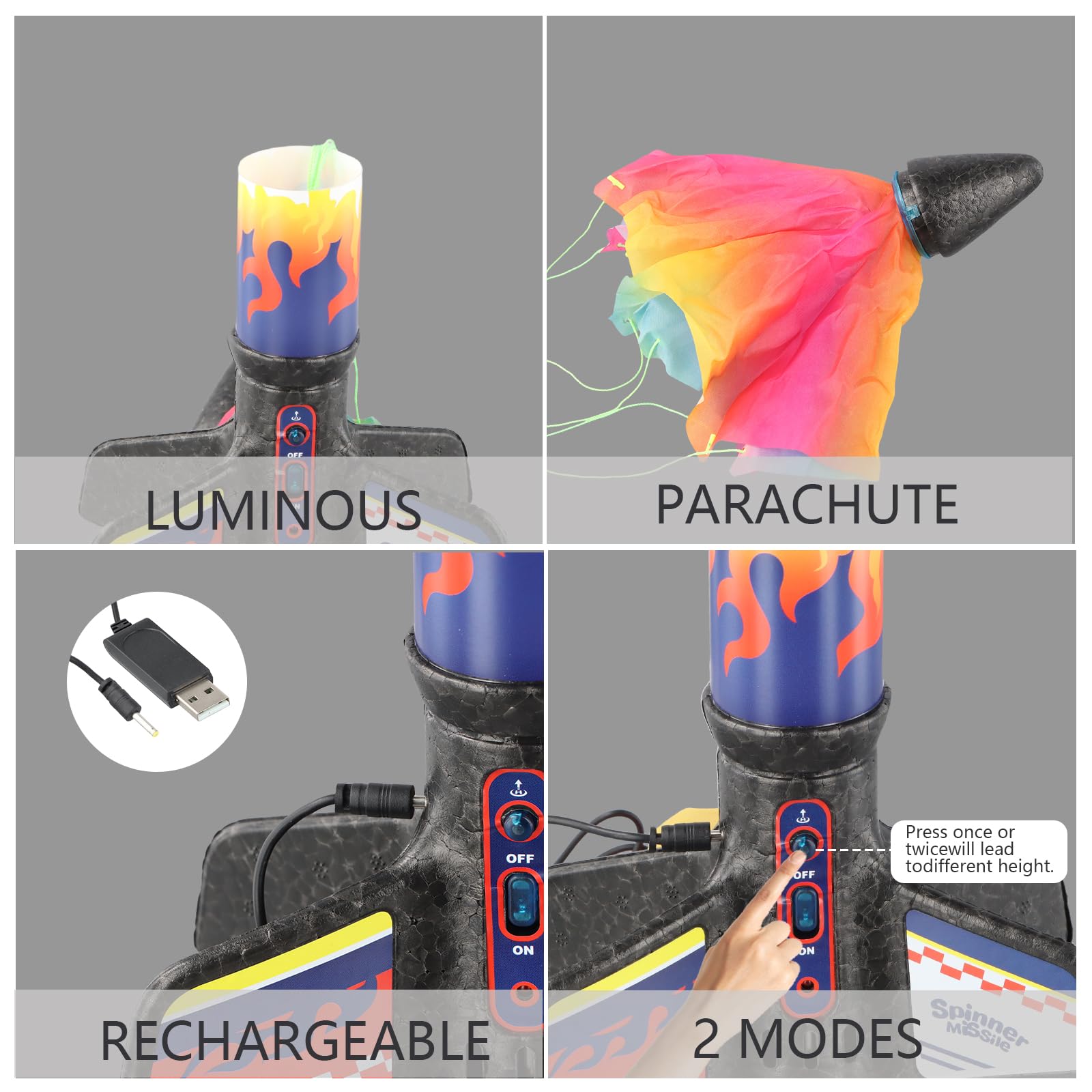 Fusée Jouet pour Enfants, Lanceur de Fusée pour Enfants, Jouet Fusée avec Parachute, Jouets de l'espace Aérien à Lancement Automatique, Jouets d'extérieur pour Enfants de 8 à 14 Ans