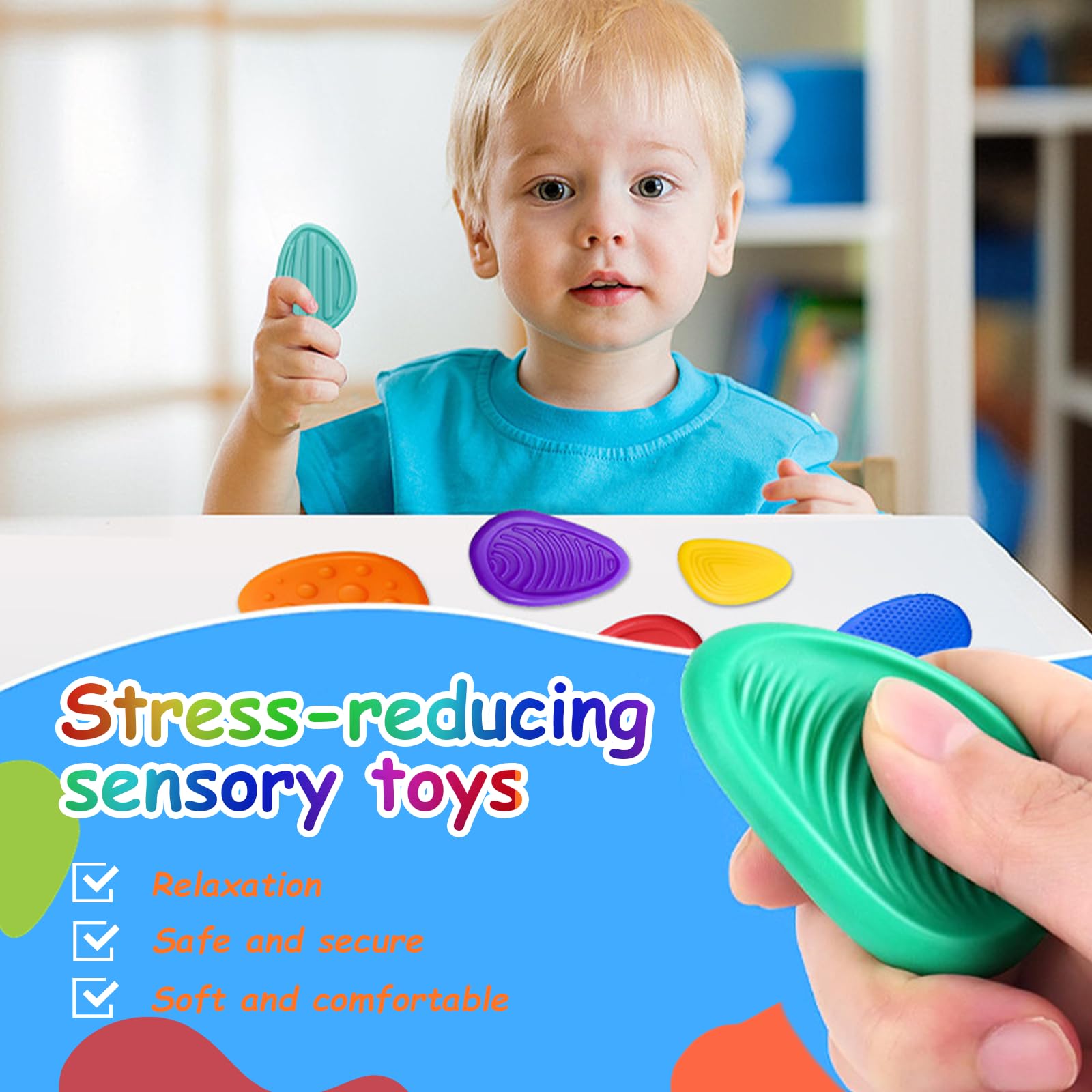 6 Piedras Sensoriales Antiestrés De Silicona - Para Adultos Y Niños, Ideal Para TDAH, Autismo O Calmar La Ansiedad