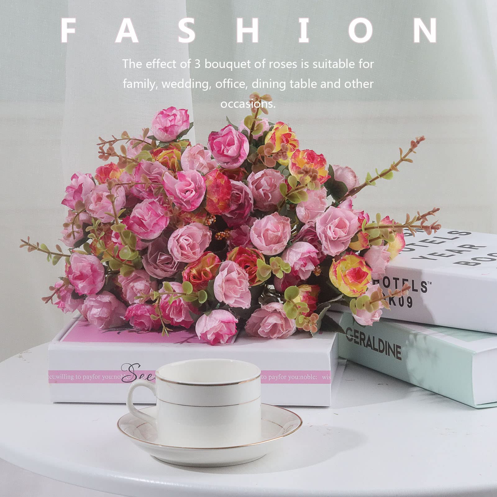 Amazon｜MOOMass7 ブランチ 21 ヘッド 人工シルク ミニローズ