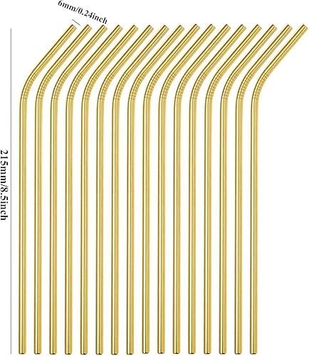 Miniatura 10 de Brightbuy Pajitas de metal, 48 piezas, pajitas de acero inoxidable de 8.5 pulgadas, curvadas con arco iris de 0.236in de diámetro para vasos de 20