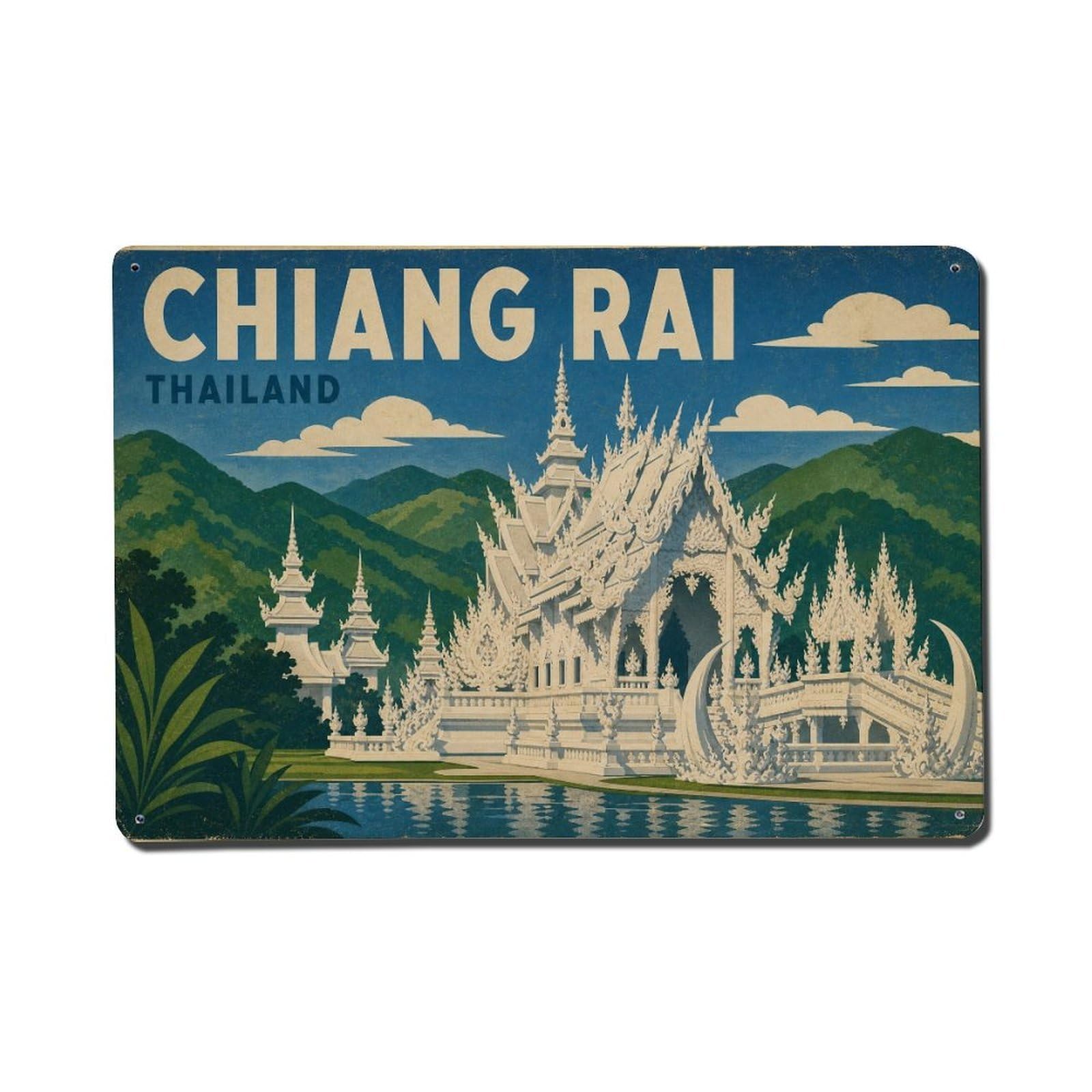 Vintage Thailand Chiang Rai Travel Destination Metal Tin Sign