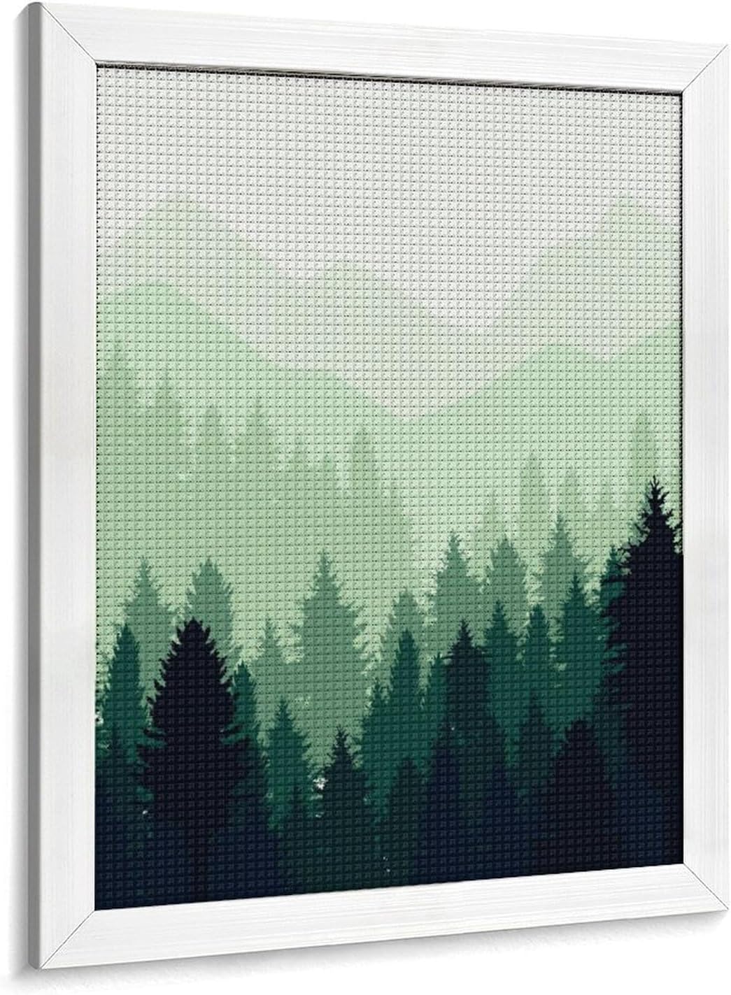 Forest Landscape Diamond 5D Painting Kits with Frame DIY Full Round Drill Gem Art Crafts for Home Wall Decor 16 X 20in White Wood 40 * 50cm