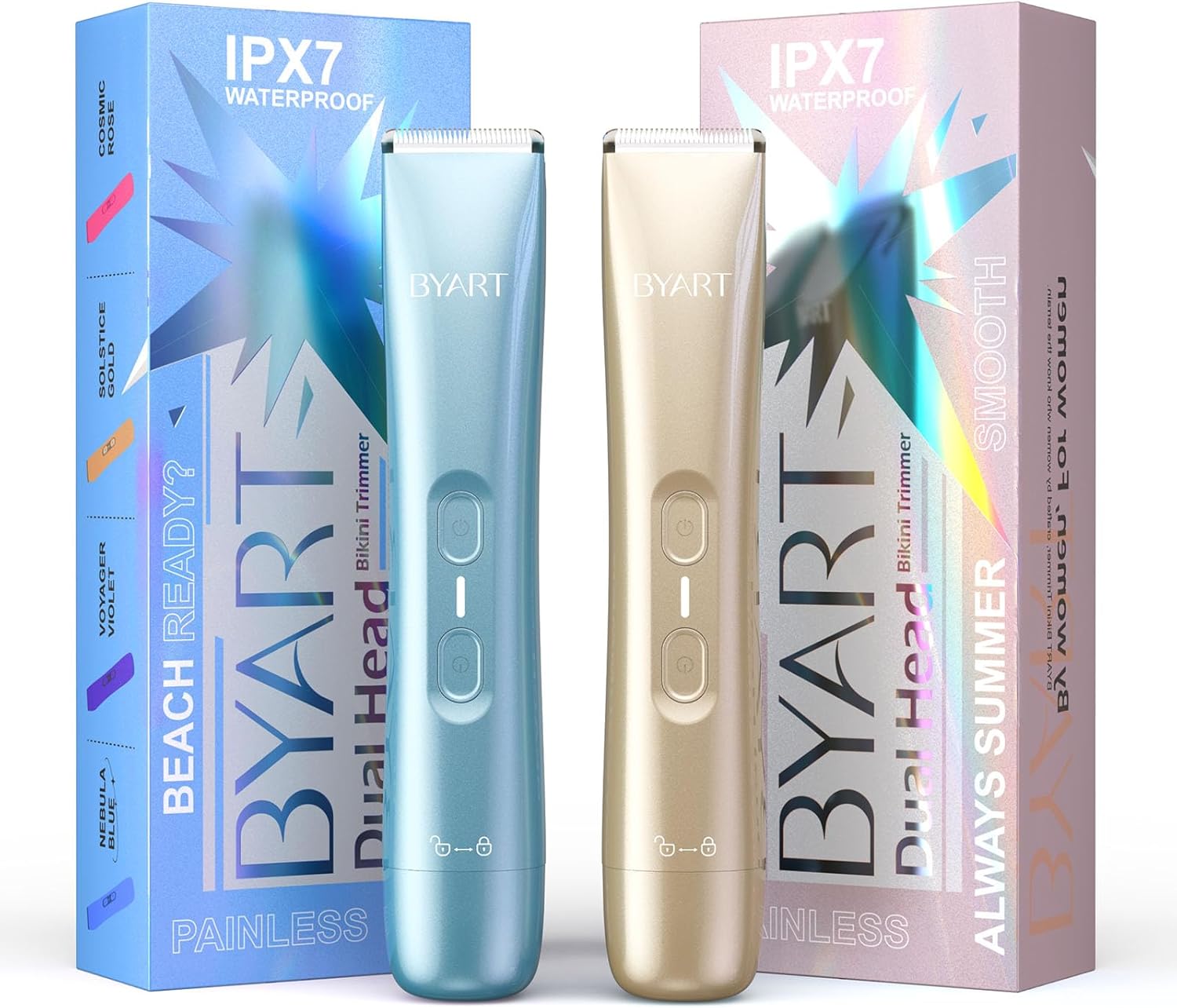 Dual Head Bikini Trimmer for Women - Gold and Blue