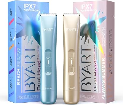 BYART Dual Head Bikini Trimmer for Women - Gold and Blue