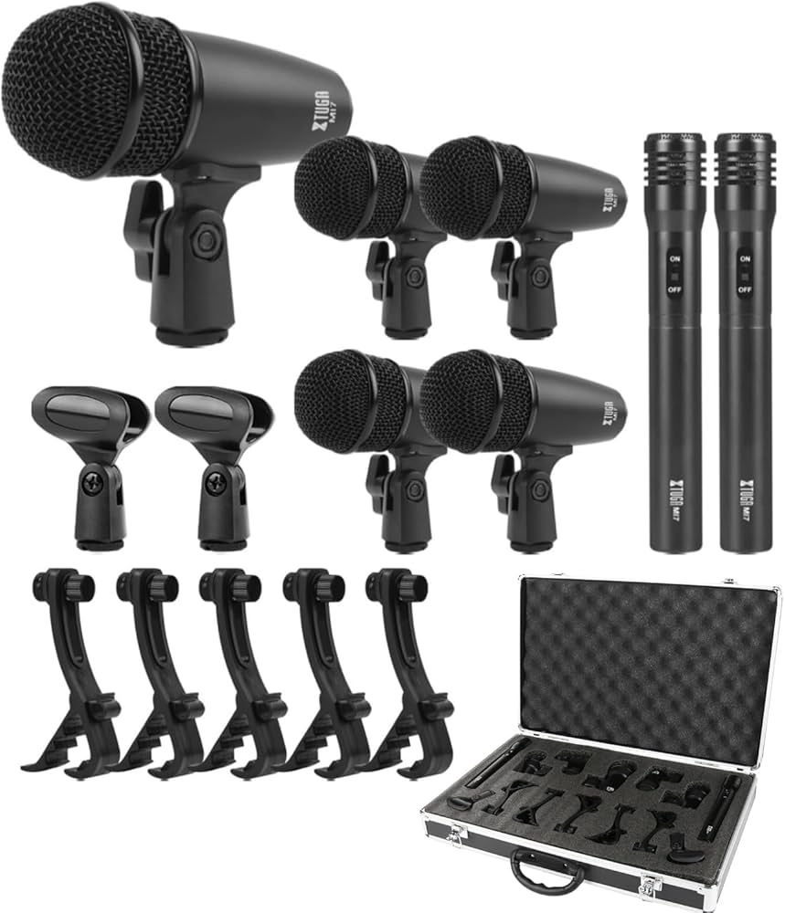 Mic Drum SET マイクとクリップセット XTUGA New MI7 7-Piece Wired Dynamic Drum Mic Kit (Whole Metal