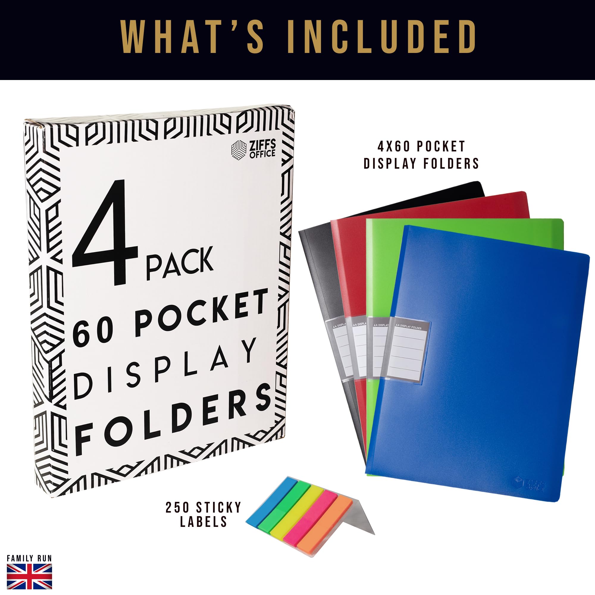 Ziffs Office® 4 x 60 Pocket A4 Display Folders, Premiun Folders with Plastic Pockets, A4 Folder, Display Book - Image 2