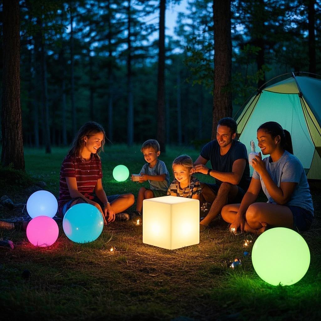 MR.GO 10" LED Solaire Lampe Boule Lumière Imperméable Sphère Lampe avec Télécommande, 16 Couleurs Dimmable, Changement de Couleur Lumière D'ambiance Jardin Orbe avec Piquet pour la Décor Extérieure