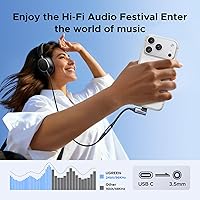 Vista 2 de UGREEN Adaptador de audio USB C a 0.138 in tipo C a conector auxiliar de auriculares Dongle 24bit/96kHz HiFi DAC cable de ángulo recto compatible