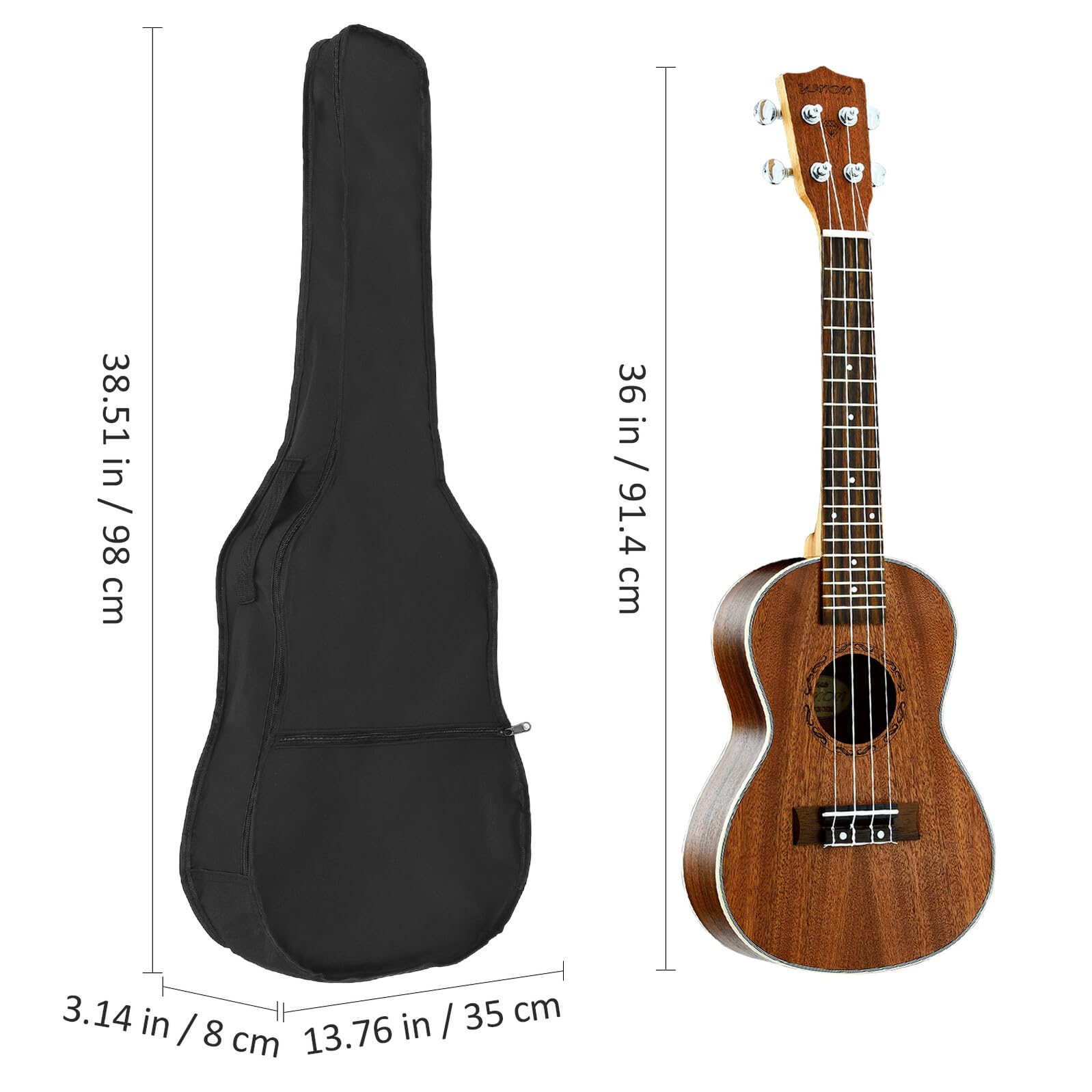 TOYANDONA Guitare 38 Pouces Étanche avec Fermeture Éclair Latérale Double Curseur et Grosse Poche Zippée, Bandoulière Réglable pour Transport Confortable, pour Guitare Acoustique