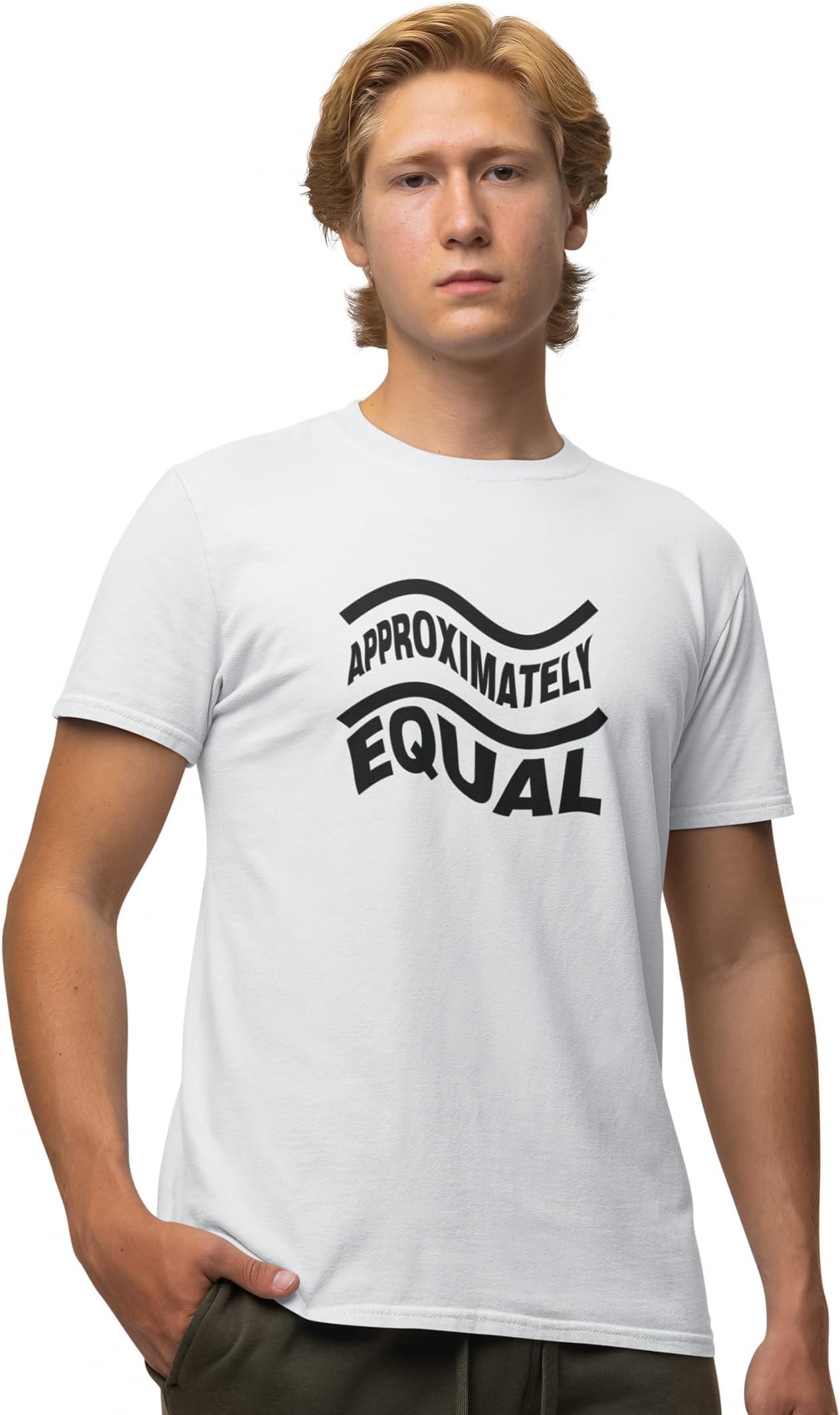 Approximately Equal (BG Black) (White T) -Tshirts for Maths Lovers - Foremost Gifting Material for Your Friends and Close Ones