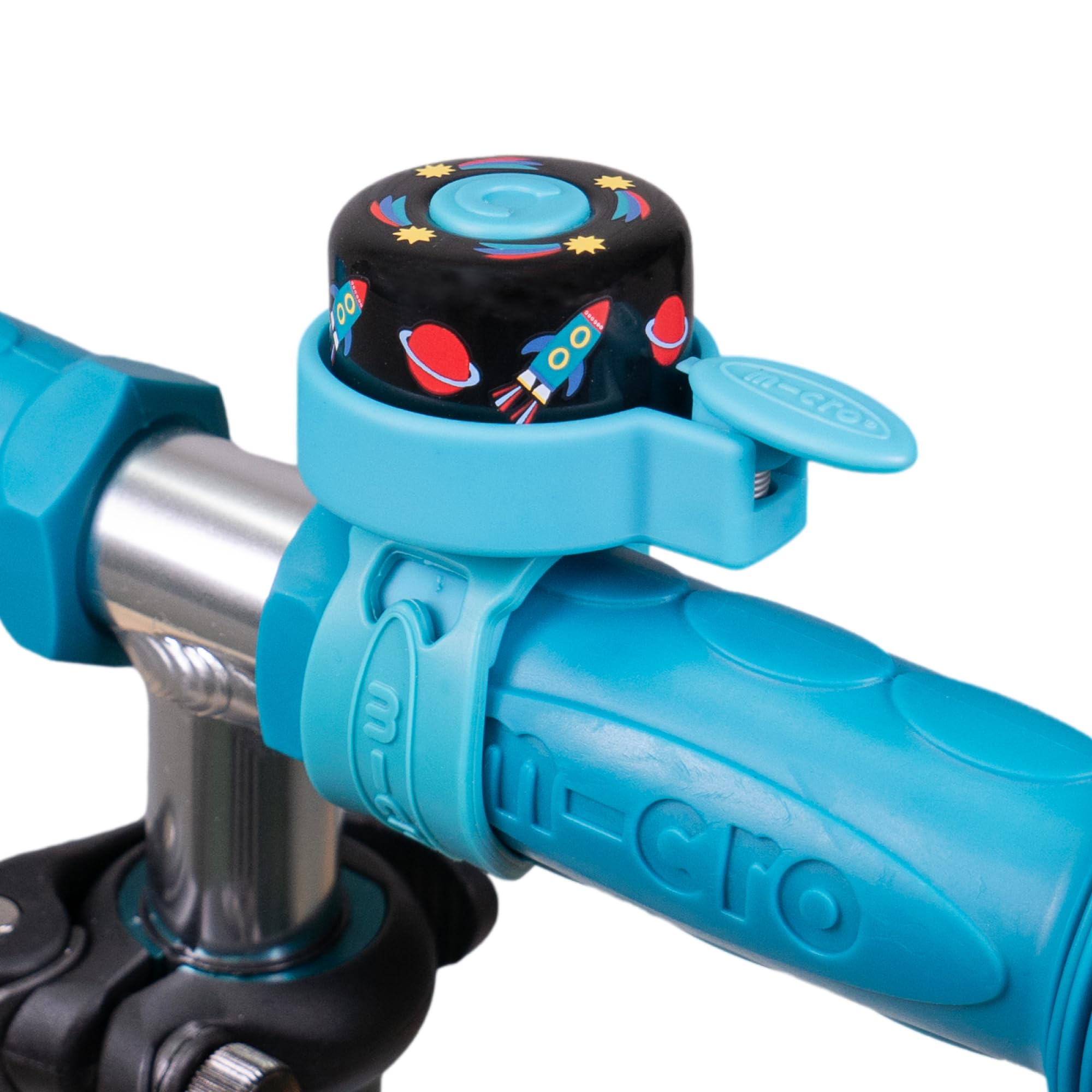 Micro Scooter | Pattern Handlebar Bell | Suitable for All Bikes & Scooters | Bike Accessories | Flexible Silicone Strap | Easy To Attach | Loud & Waterproof | One Size | Space โ image 1