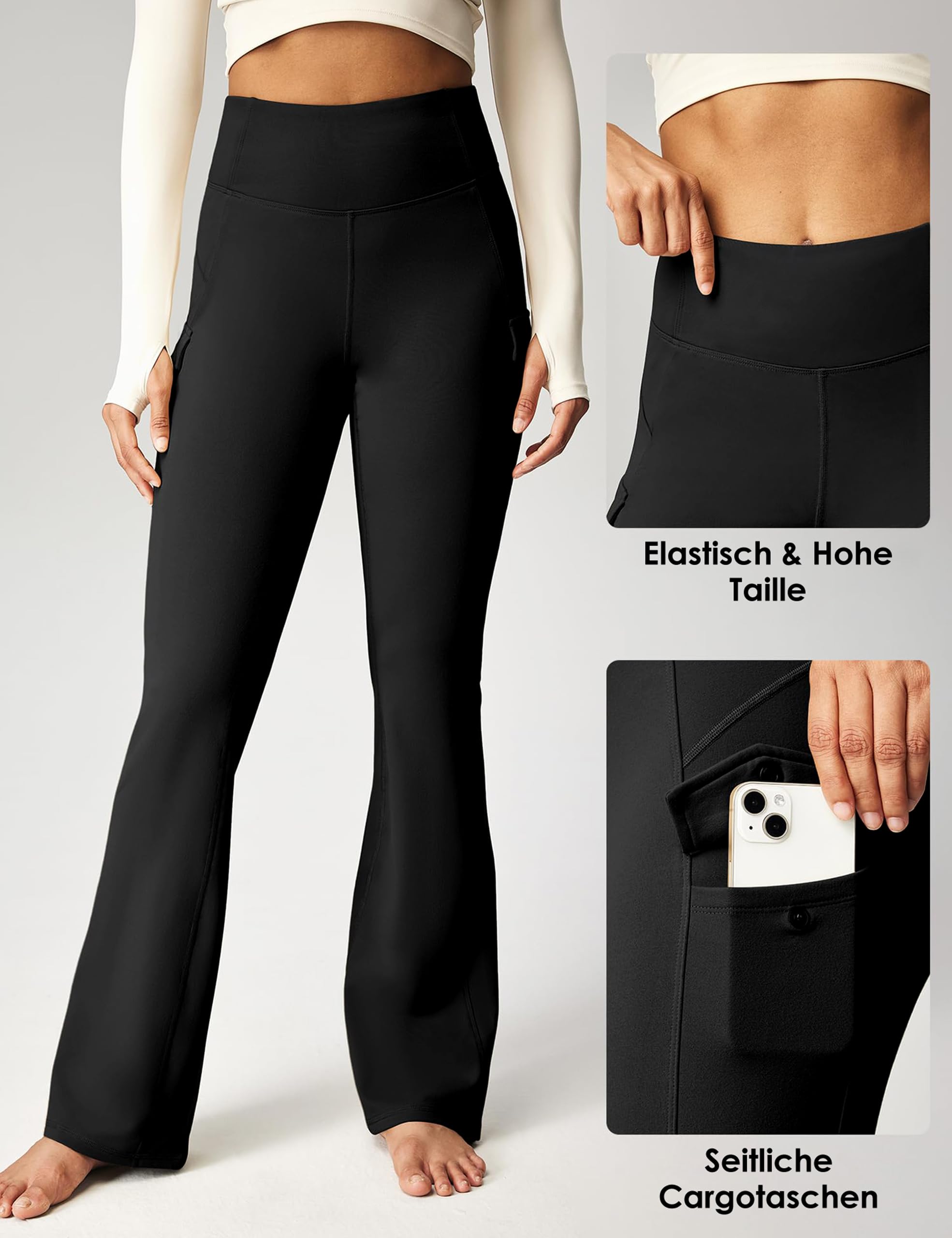 Desol Pantaloni da jogging da donna, Bootcut Flare, pantaloni da yoga, a vita alta, elasticizzati, con 2 tasche laterali, per sport, attività all'aperto, lavoro e tempo libero
