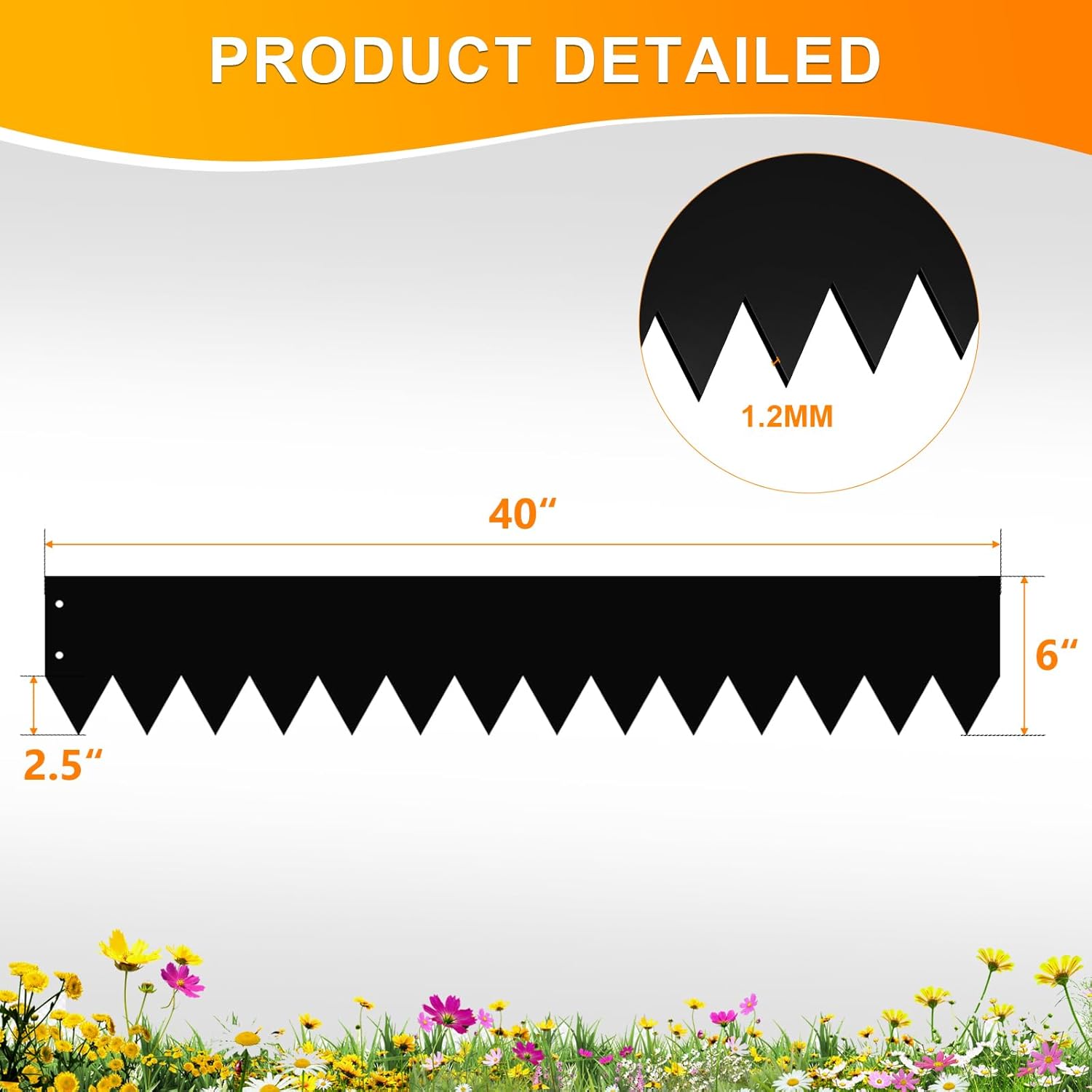 Metal Landscape Edging (6 Pack) - 40" L x 6" H, Galvanized Steel Garden Edging Border with Screws, Hammer in Landscape Edging for Yard & Pathway
