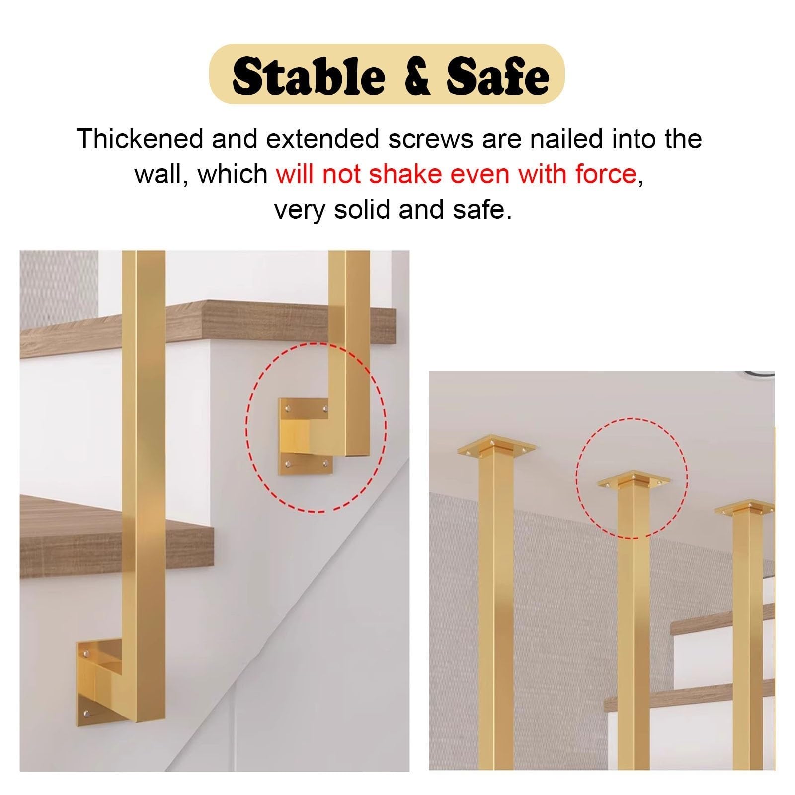 Balaustres de Escalera Barandillas Interiores para escaleras Rectas e inclinadas, barrotes de Seguridad Personalizables para escaleras Que evitan caídas, con Tornillos(Style 1,112cm/44in)