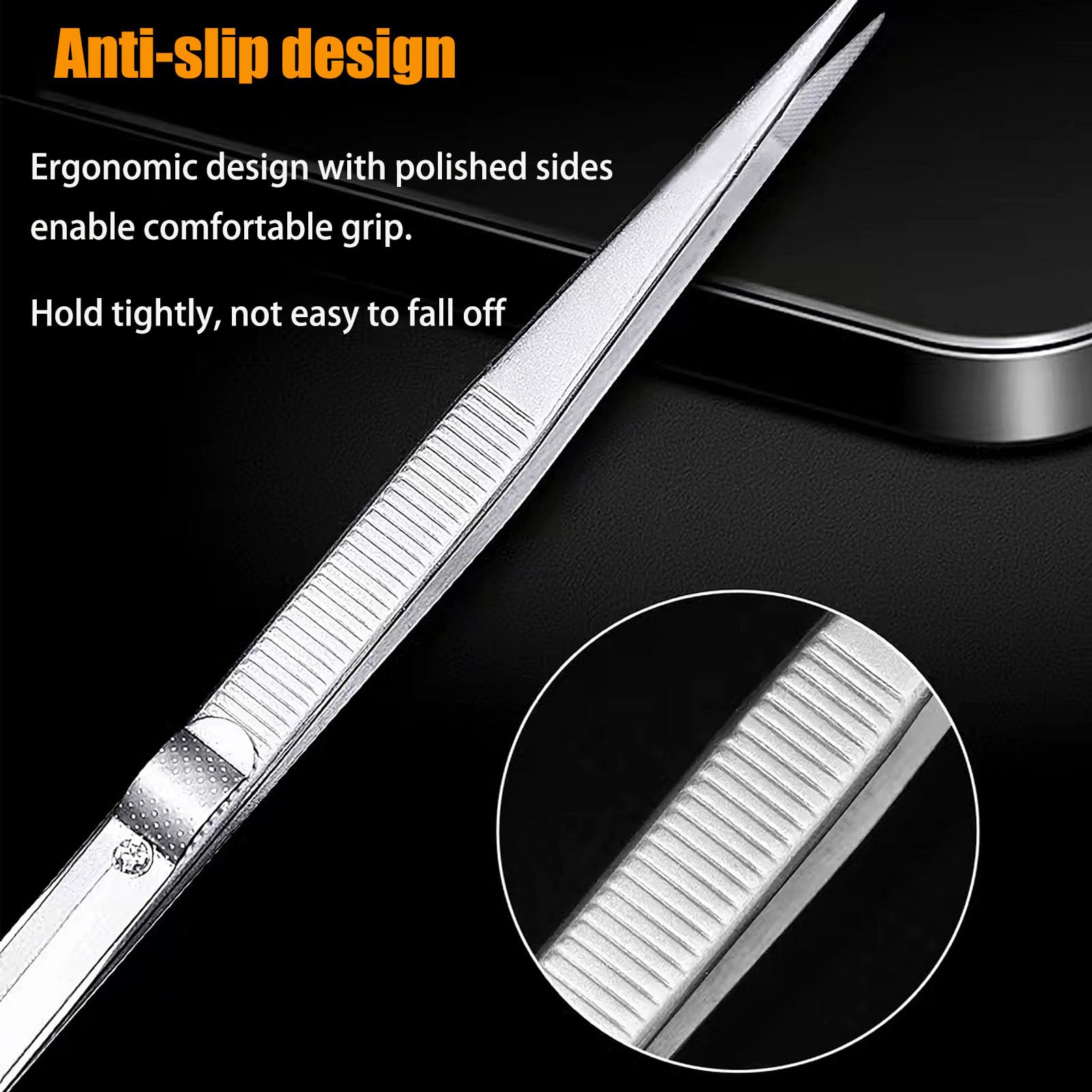 MIUPOO Adjustable Slide Lock Nail Art Tweezers,Nail Rhinestone Stickers Jewel Gem Craft Tweezer,Precision Slide Locking Antistatic Tweezers Set,2 Pieces - Image 4