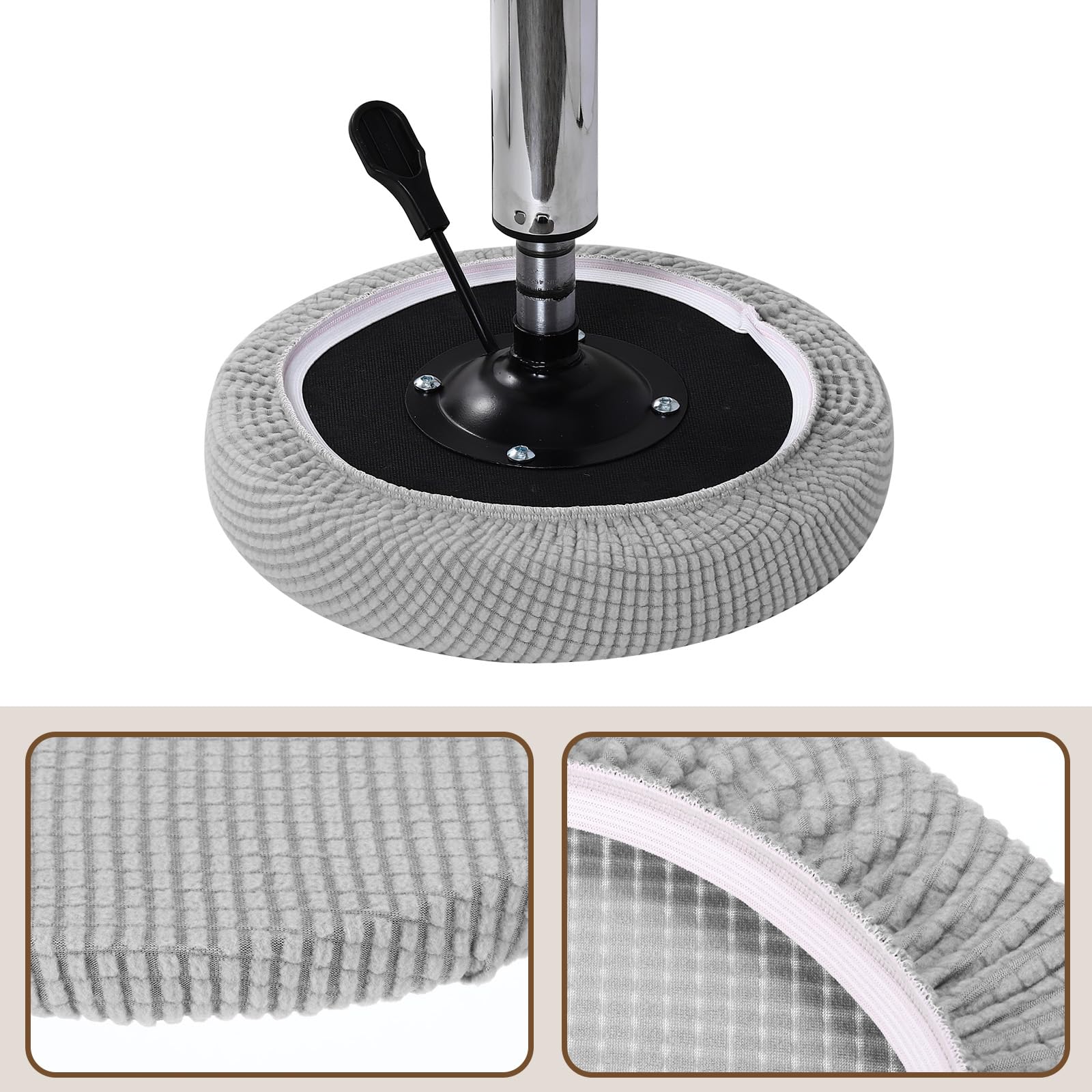 Uxcell Round Bar Stool Covers 4 Pack, Round Chair Covers with Elastic Bands Dia.11-14" - Image 3