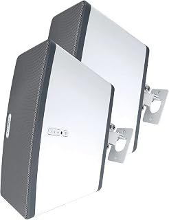 Play 3 Wall Mount White Pair Compatible with Sonos Play:3 Only, Twin Pack, Adjustable Swivel & Tilt Mechanism, 2 Mounting Brackets Includes All Fixings