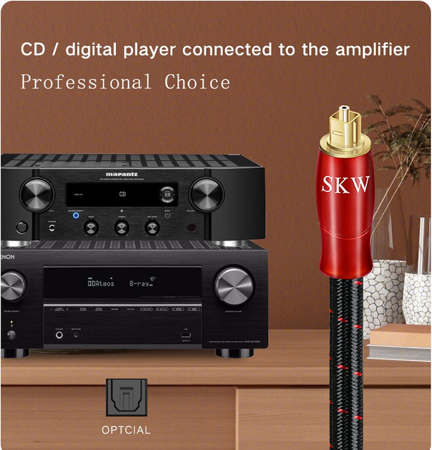 SKW Entry Level HC Series Digital Optical Audio Toslink to Toslink Cable 9.8ft/3M