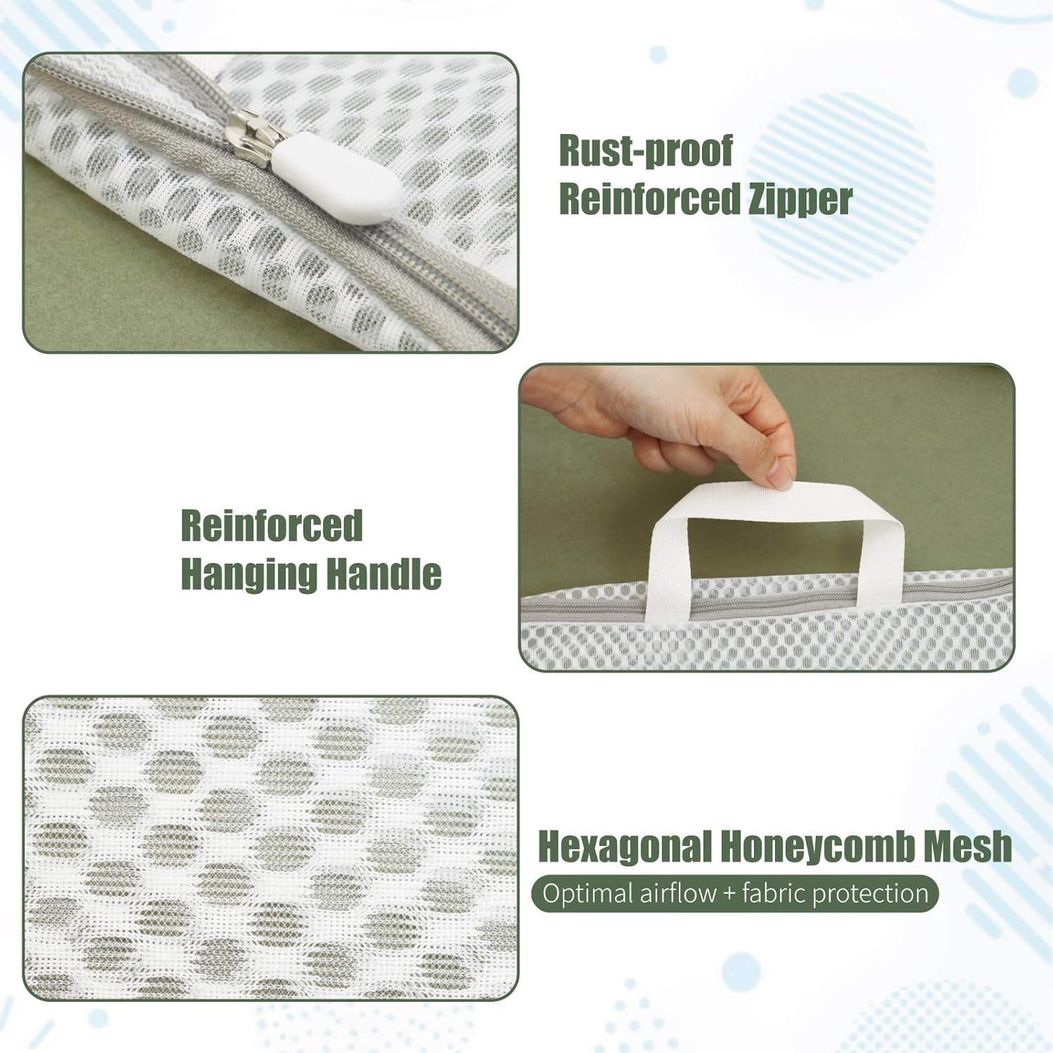 GWT 4Pcs 3D Mesh Laundry Bags with Hanging Handles (S/M/L/XL) - Durable Zippered Wash Bags for Delicates, Shoes & Bulk Clothes - Space-Saving Foldable Design - Image 5