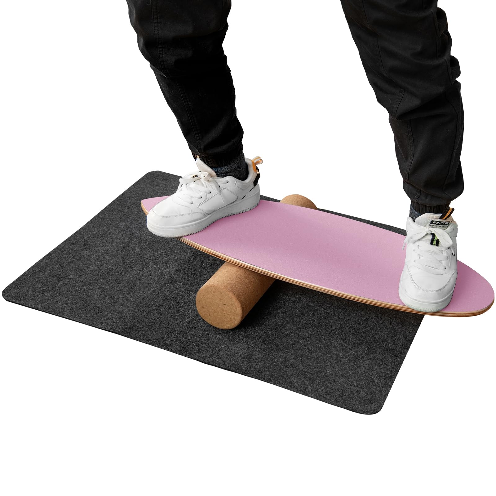 GOPLUS Balance Board Holz rutschfest, Indoor Surfboard Trickboard mit Rolle, Gleichgewichtsboard für Erwachsene, Balance Trainer Wackelbrett für Fitness Zuhause
