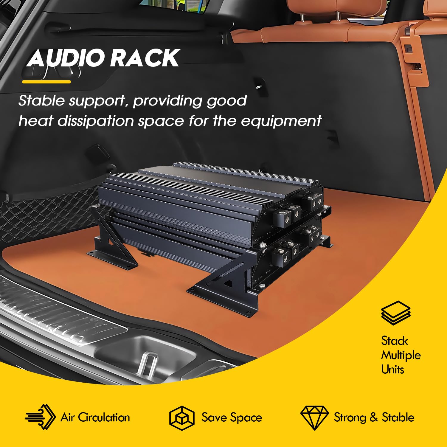 Universal 2 Amp Verstärker Rack Audio Rack Mount Verstärker für Droppin HZ Auto Audio Verstärker Ständer für Soundausrüstung Stahl Schwarz pulverbeschichtet 24 Watt Audio Equipment Rack