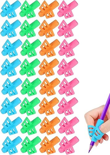 SANNIX Paquete de 32 empuñaduras para lápices para niños para escritura a mano, soporte para lápices para niños, agarre de escritura a mano, agarres