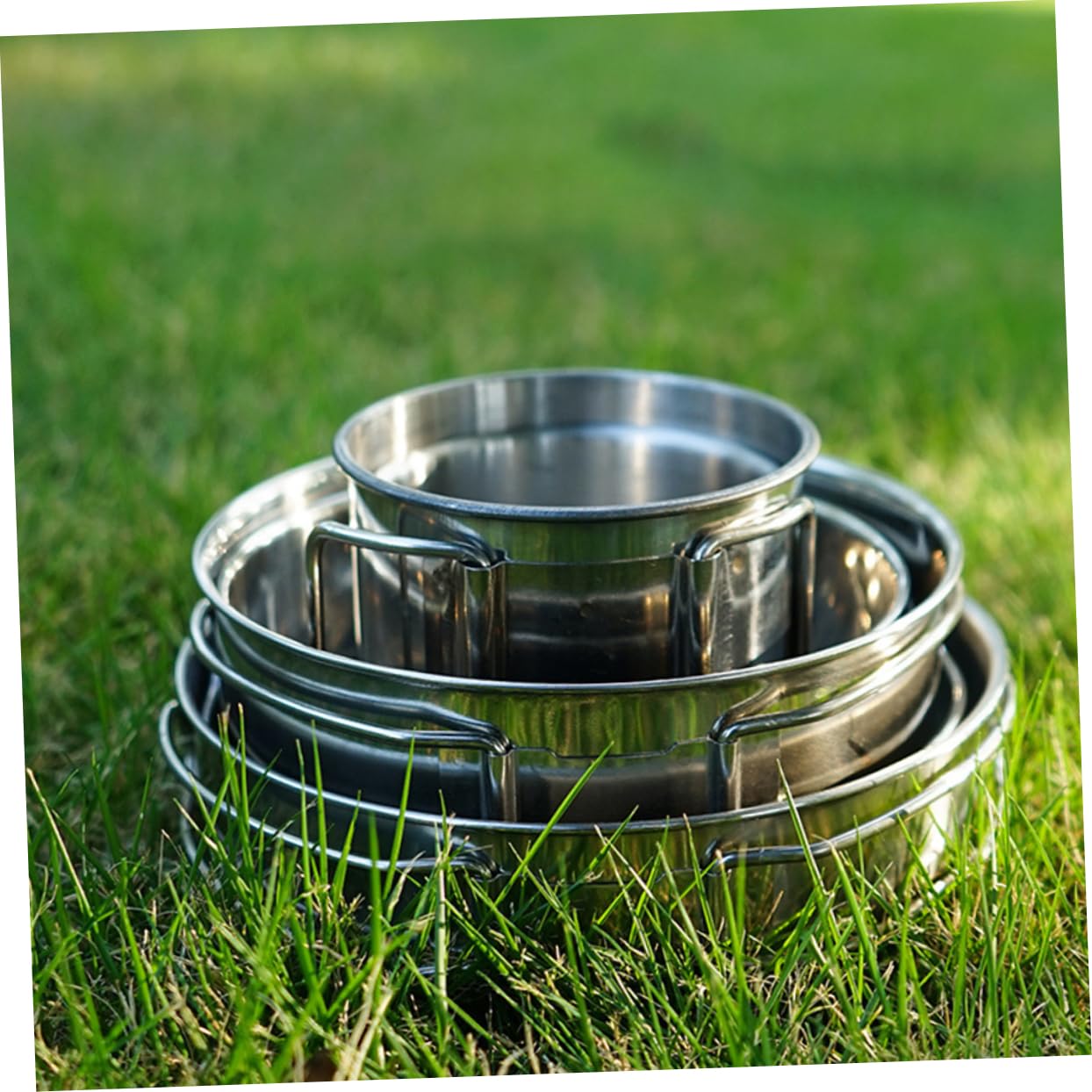 BESPORTBLE 1 Ensemble De 5 Casseroles À Revêtement Bols Poêles Unité De Cuisine De Camping Conteneurs De Préparation De Repas Cuisinière Pliable Réutilisable Bouilloire De Camping