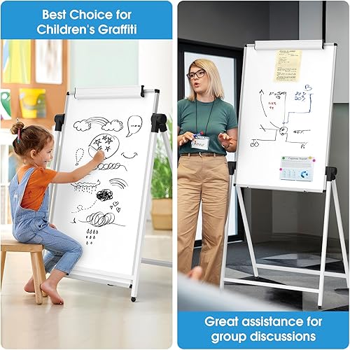 Miniatura 6 de MaxGear Soporte de caballete de pizarra blanca grande, 40 x 28 pulgadas, soporte en A, pizarra magnética de borrado en seco de doble cara con altura