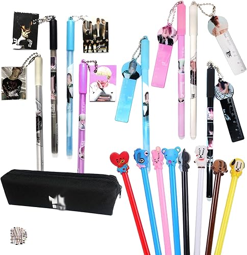 YouU 37 unids Gel Pen School Supplies Gift Set Kpop BT$ Bangtan Boys Estuche de lápices Bolígrafo Gel Pen Lindas Pegatinas Tinta Negra
