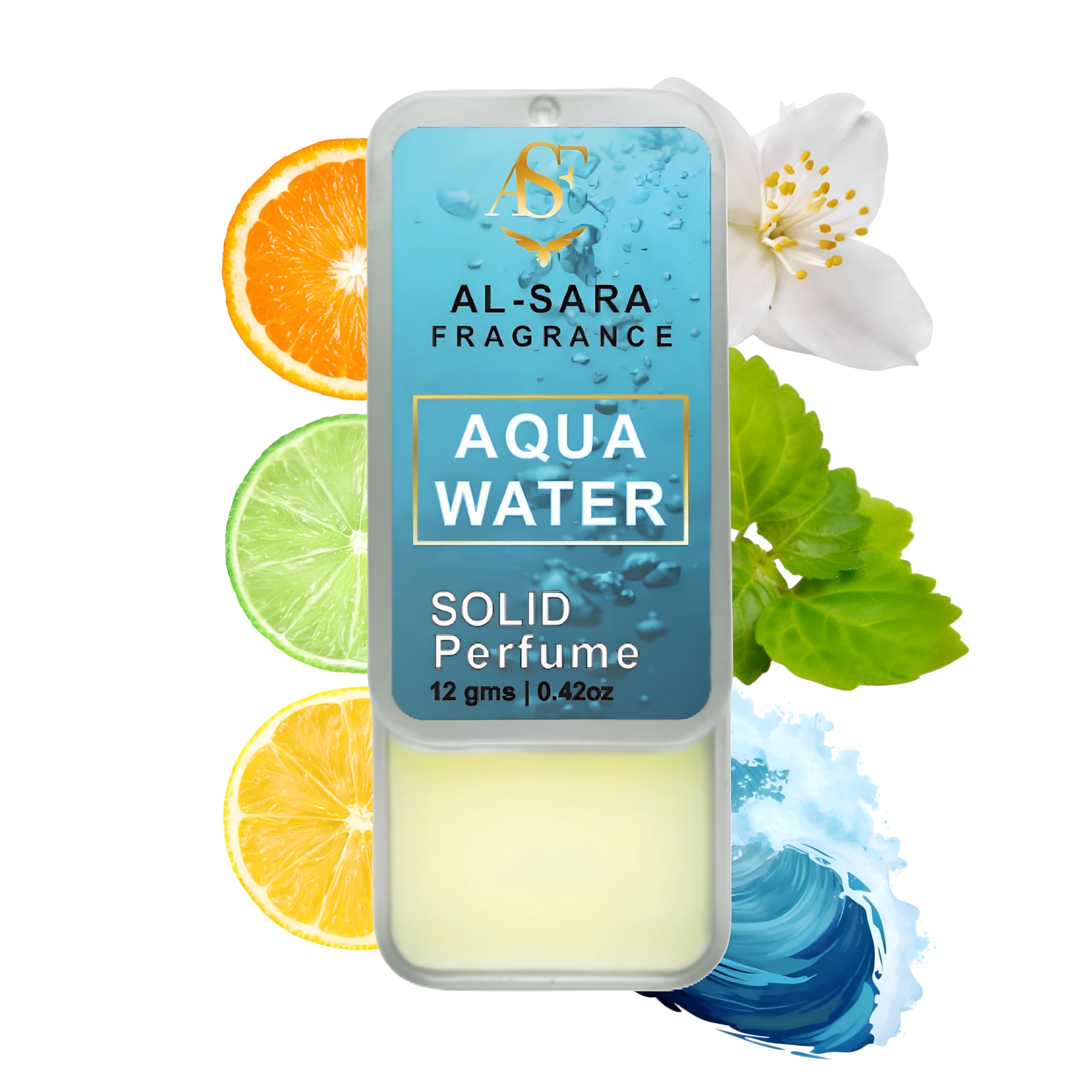 Al Sara Fragrance™ Aqua Water Solid Perfume | Alcohol-Free, Long-Lasting Fresh Aquatic Fragrance | 10g Non-Greasy Solid Perfume for Men & Women | Clean, Crisp & Invigorating Scent