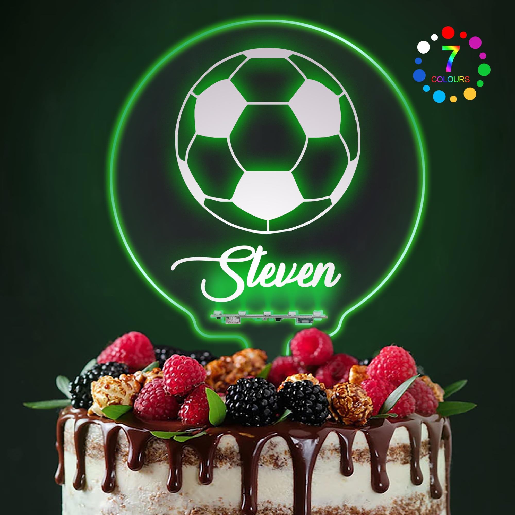 Topper De Pastel De Fútbol Personalizable – Brillante Para Cumpleaños – Hecho En Reino Unido