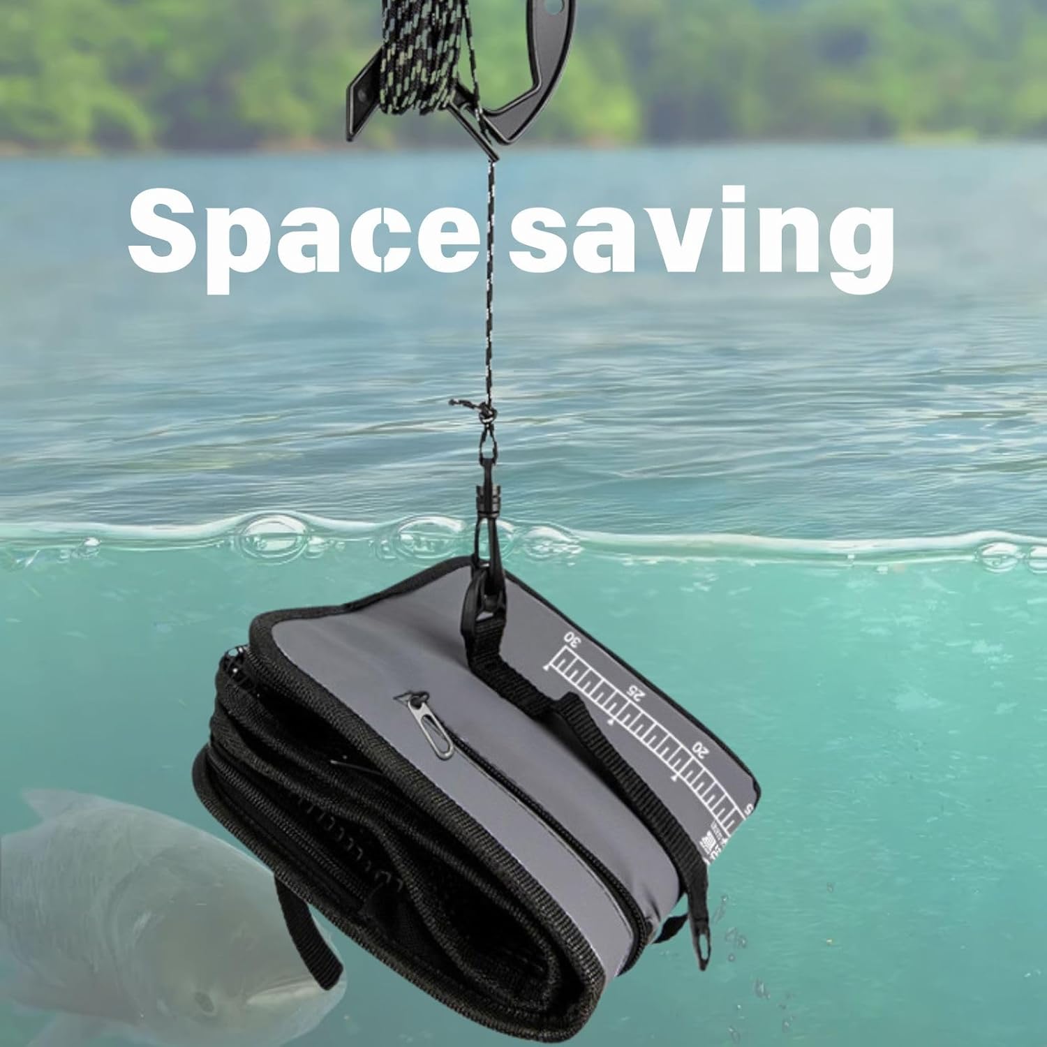 フローティングフィッシングバスケット2個、12ガロン折りたたみ式フィッシュバスケットポータブルフィッシングネット、生きたミノーザリガ