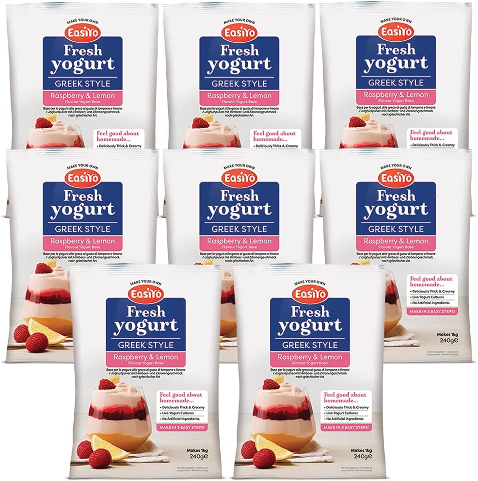 EasiYo Greek Style Raspberry & Lemon 8 Sachet Pack Amazon.co.uk