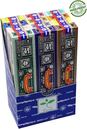 Vista 15 de EARTH Satya Emotions - Varillas de incienso de 15 GMS (paquete de 12) (certificado verde) Agarbatti indio perfumado enrollado a mano, perfecto
