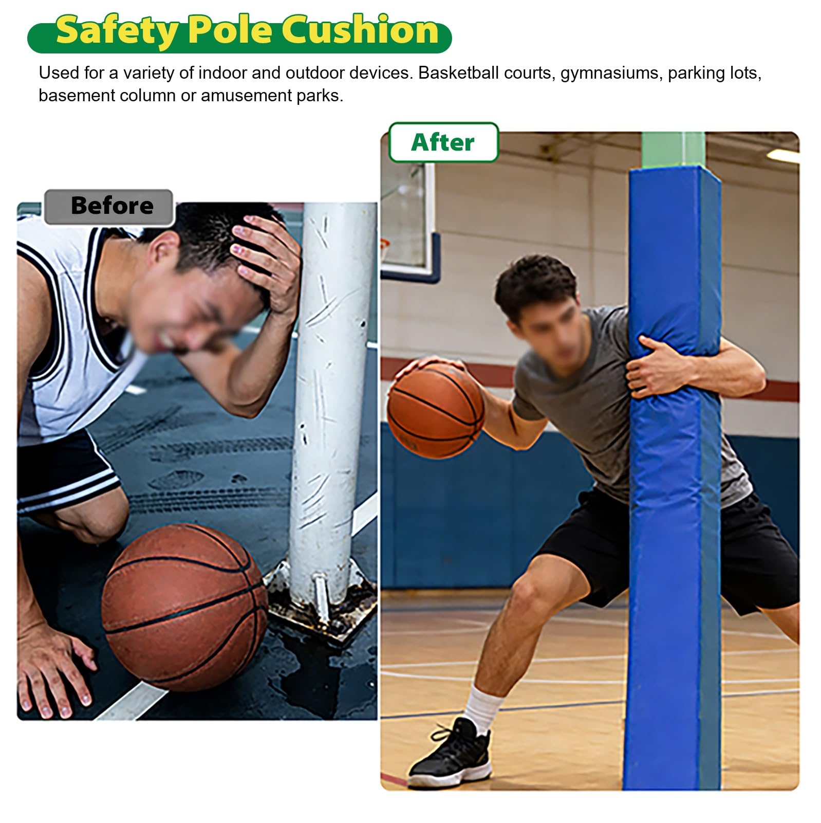 Almohadillas acolchadas para postes de baloncesto de 2,5 cm de grosor, para postes de metal, protección anticolisión para postes cuadrados de aro de baloncesto, fundas de seguridad