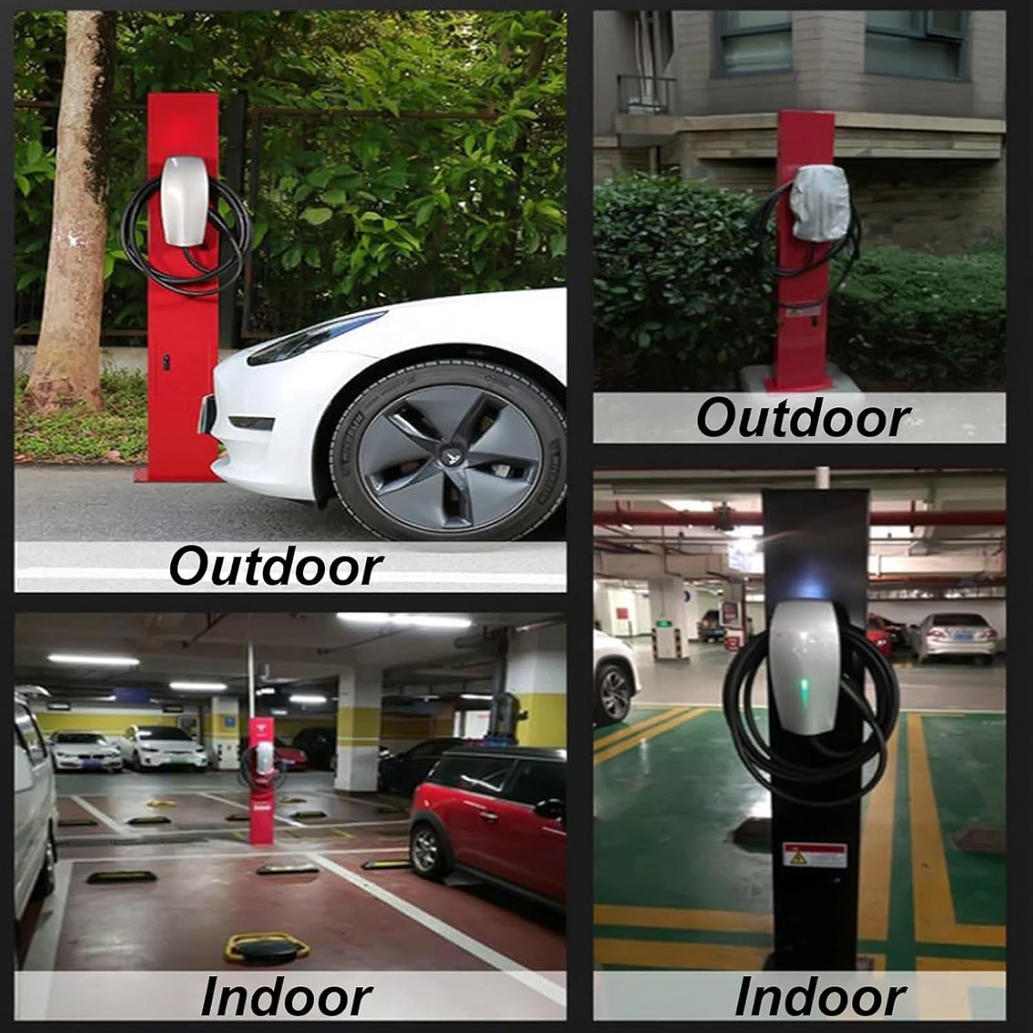 EV Charger Pedestal Stand, Waterproof & Rust-Proof Electric Vehicle Charging Station, Heavy-Duty Base, Compatible with Tesla Models - Durable Red Design