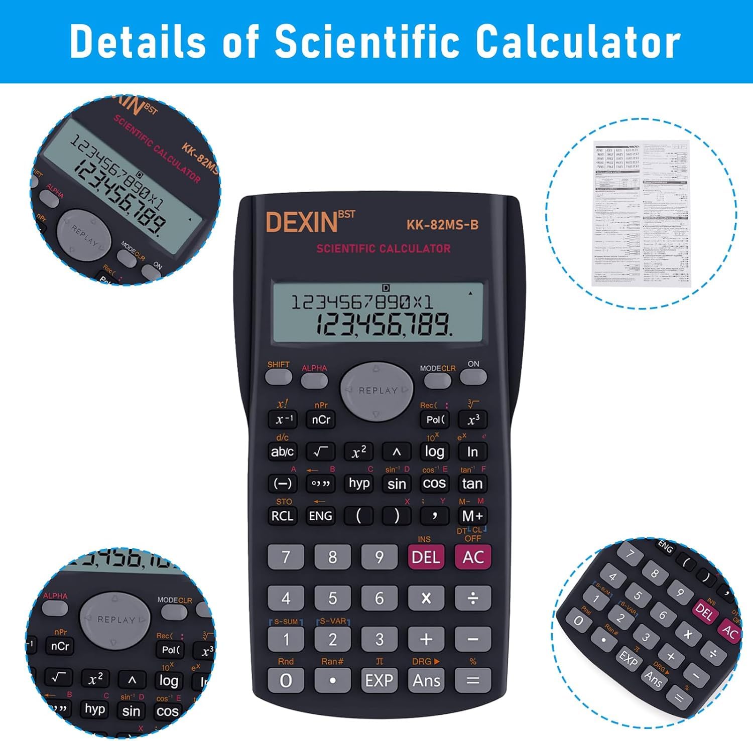 Lot de 10 Calculatrices Scientifiques – Calculatrice Scientifique à Grand Écran à 2 Lignes, Multifonction pour Étudiants, Enseignants, Algèbre, Chimie, Finance, Construction, Bureau, École et Affaires