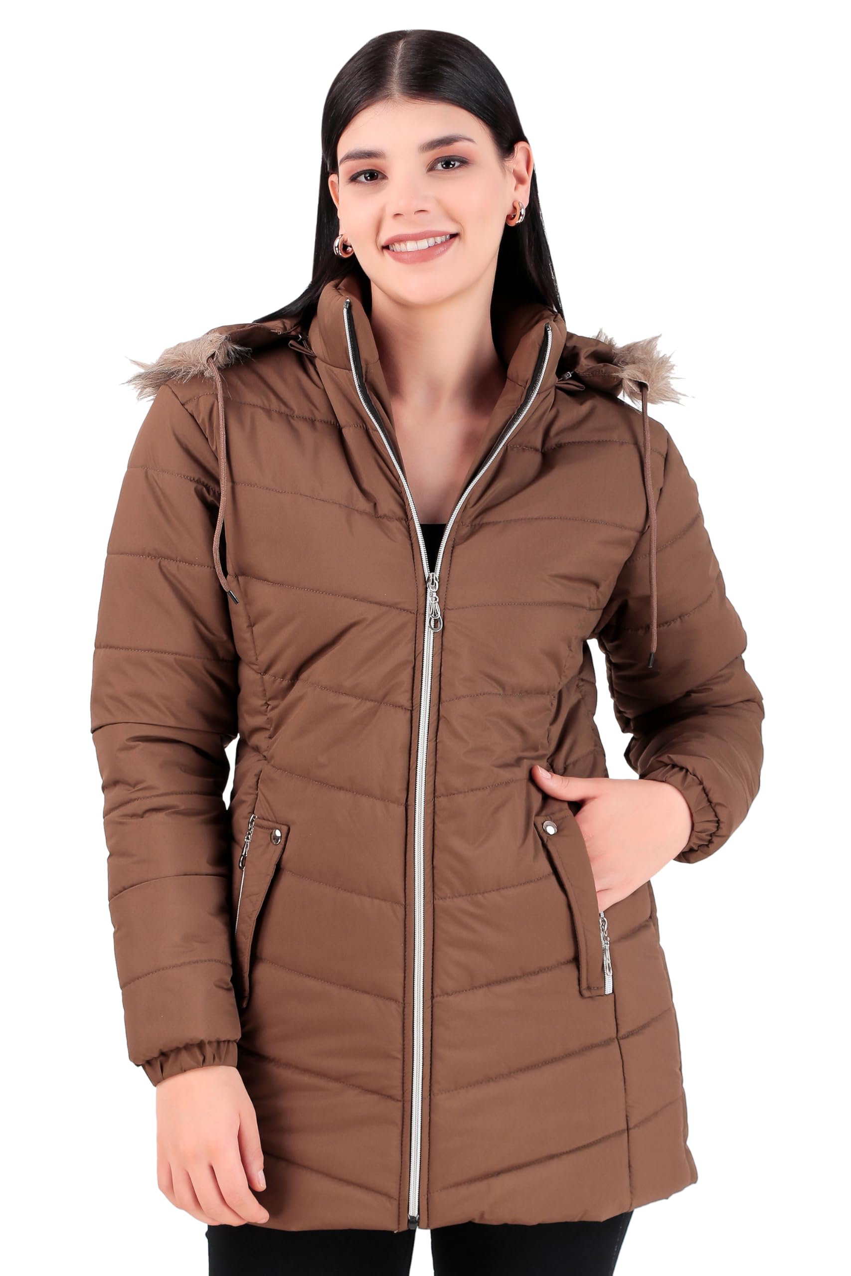 brazo Latest Long Puffer Full Sleeve Winter Jacket For Women's-picture-28