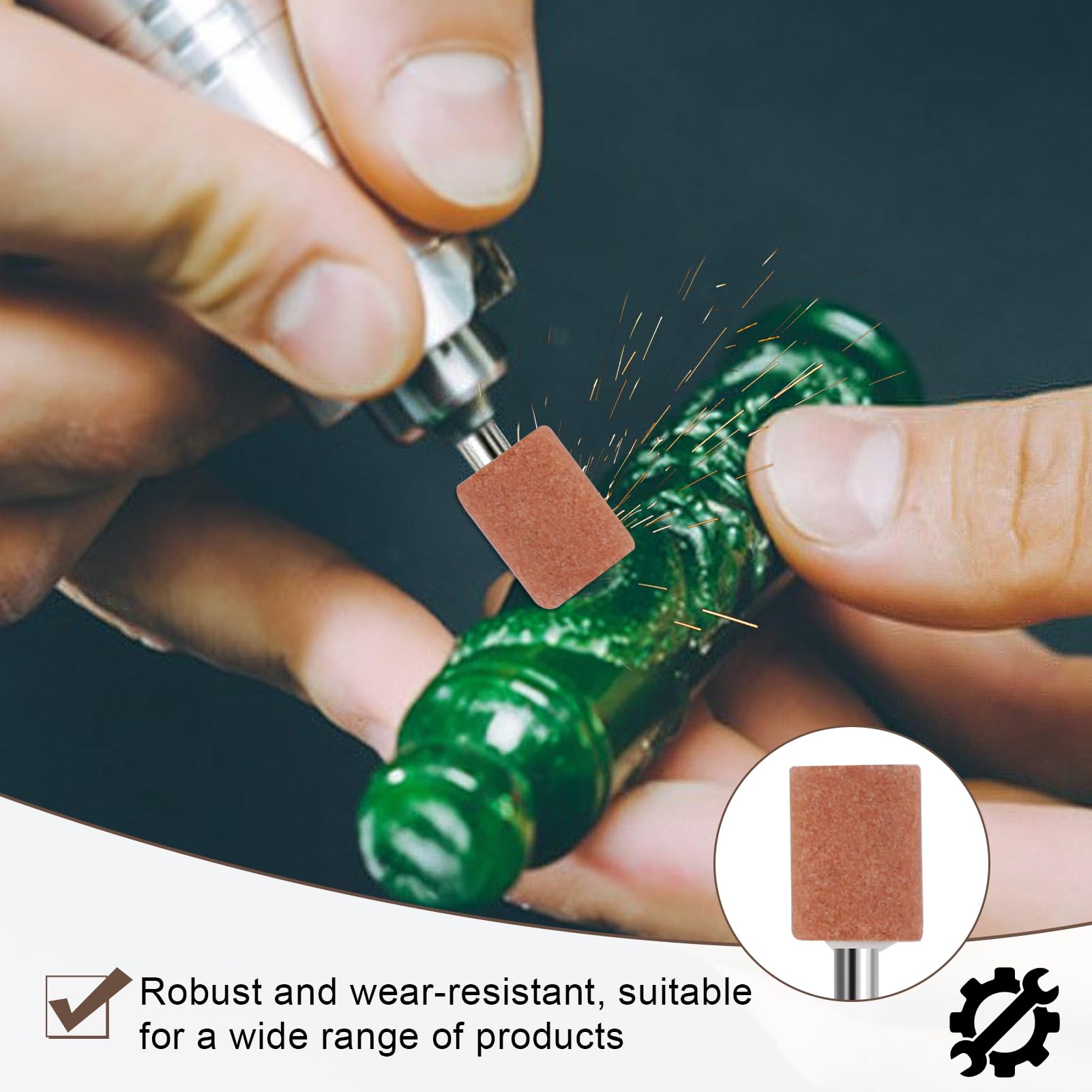 42 Pezzi Accessori per Smerigliatura in Ossido di Alluminio con Gambo da 1/8", Compatibili con Utensili Rotativi, per Affilare, Levigare e Rimuovere su Metalli e Legno
