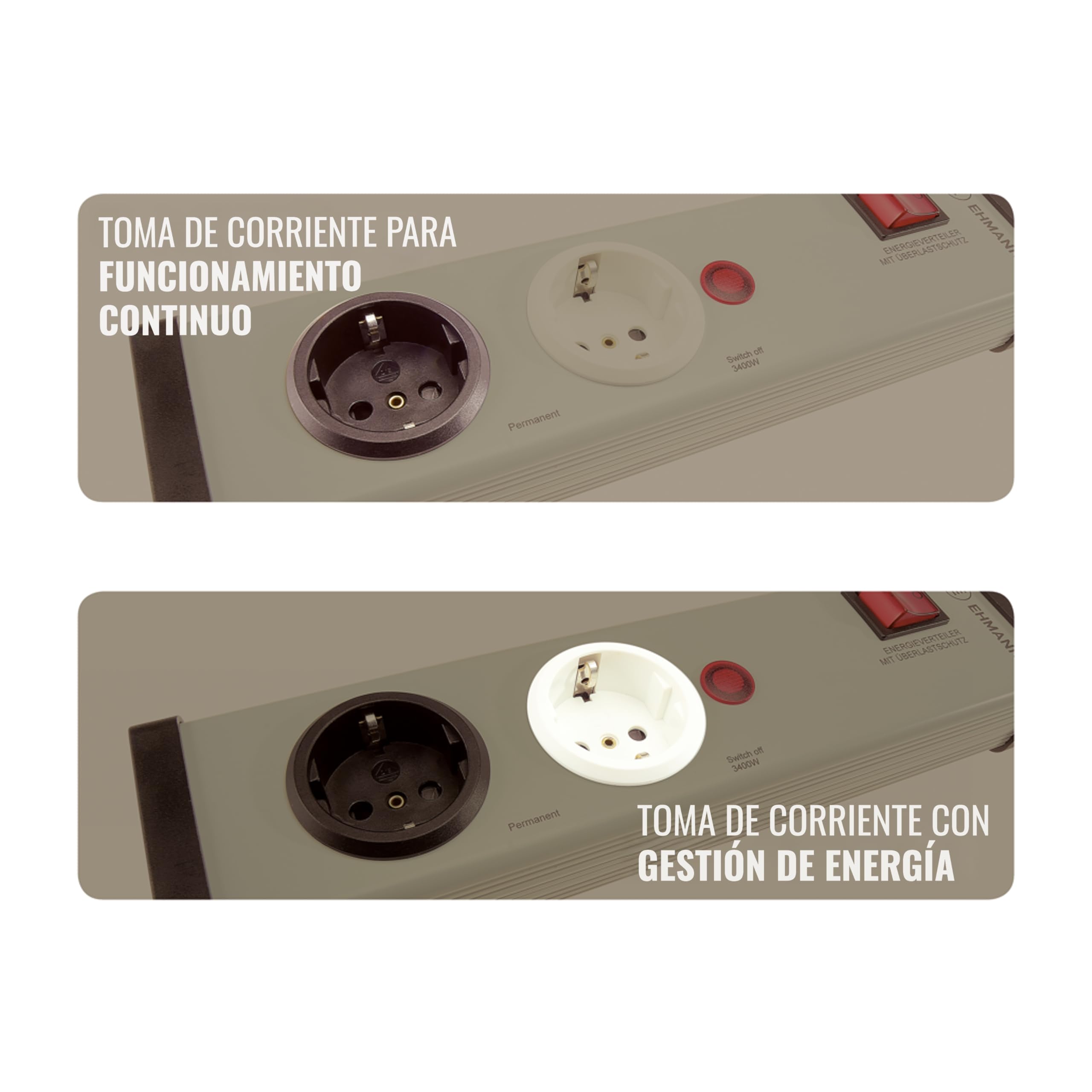 EHMANN 0218x00022301 distribuidor de energía, con protección contra sobrecarga, permite el funcionamiento simultáneo de 2 dispositivos con un alto consumo de energía en un circuito