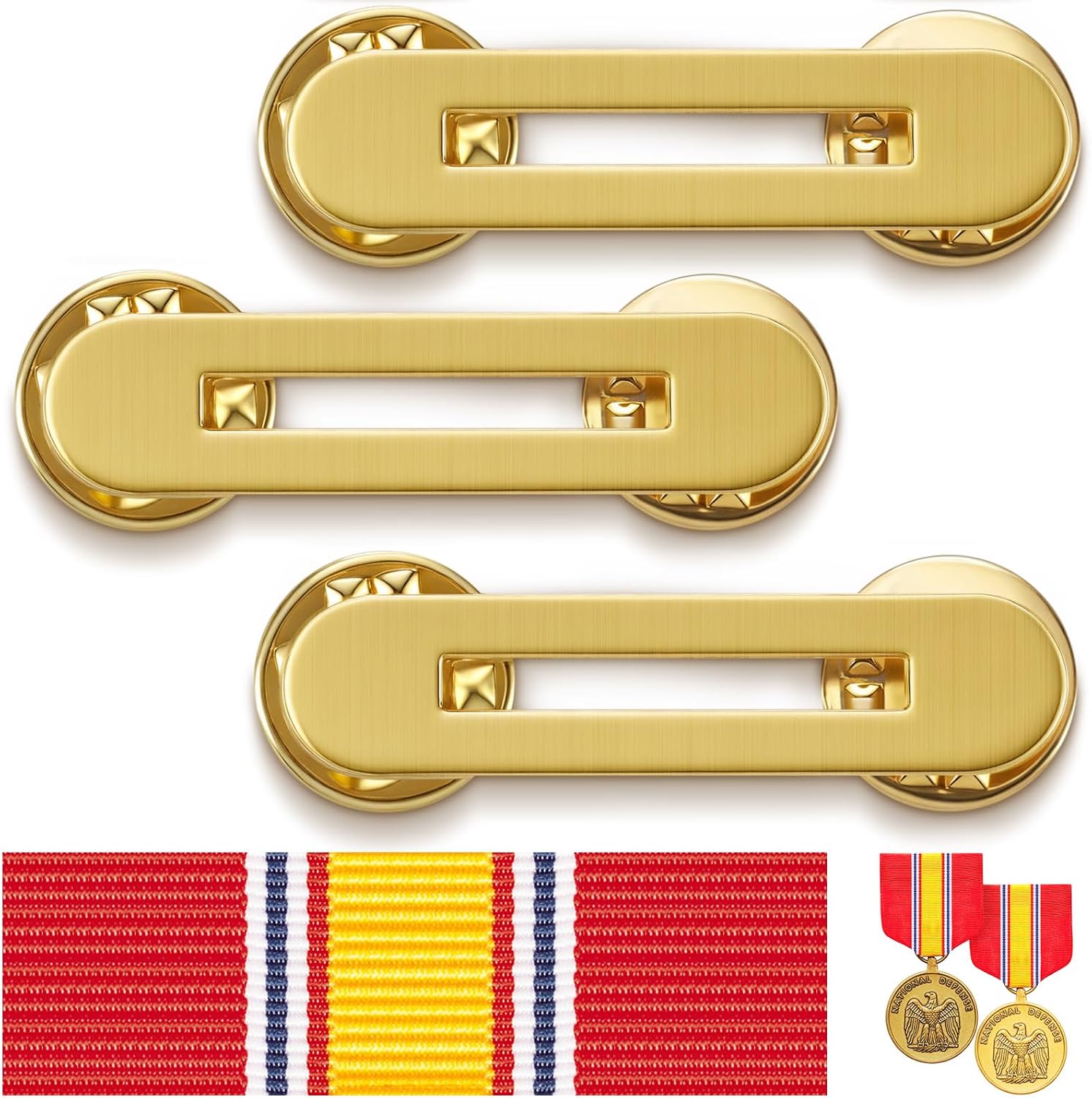 3/6 Pcs Military Ribbon Holding Bar 1/2/3 Ribbon Mounting Bar Rack Military Brass Mount Holder for Active Duty Uniform