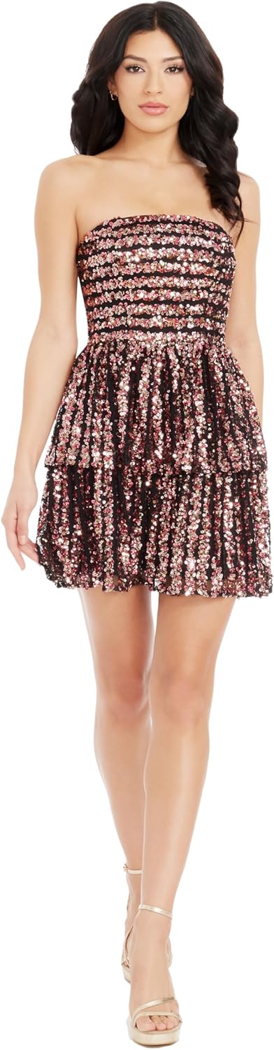 Dress The Population Womens Callie Fit and Flare Mini Dress