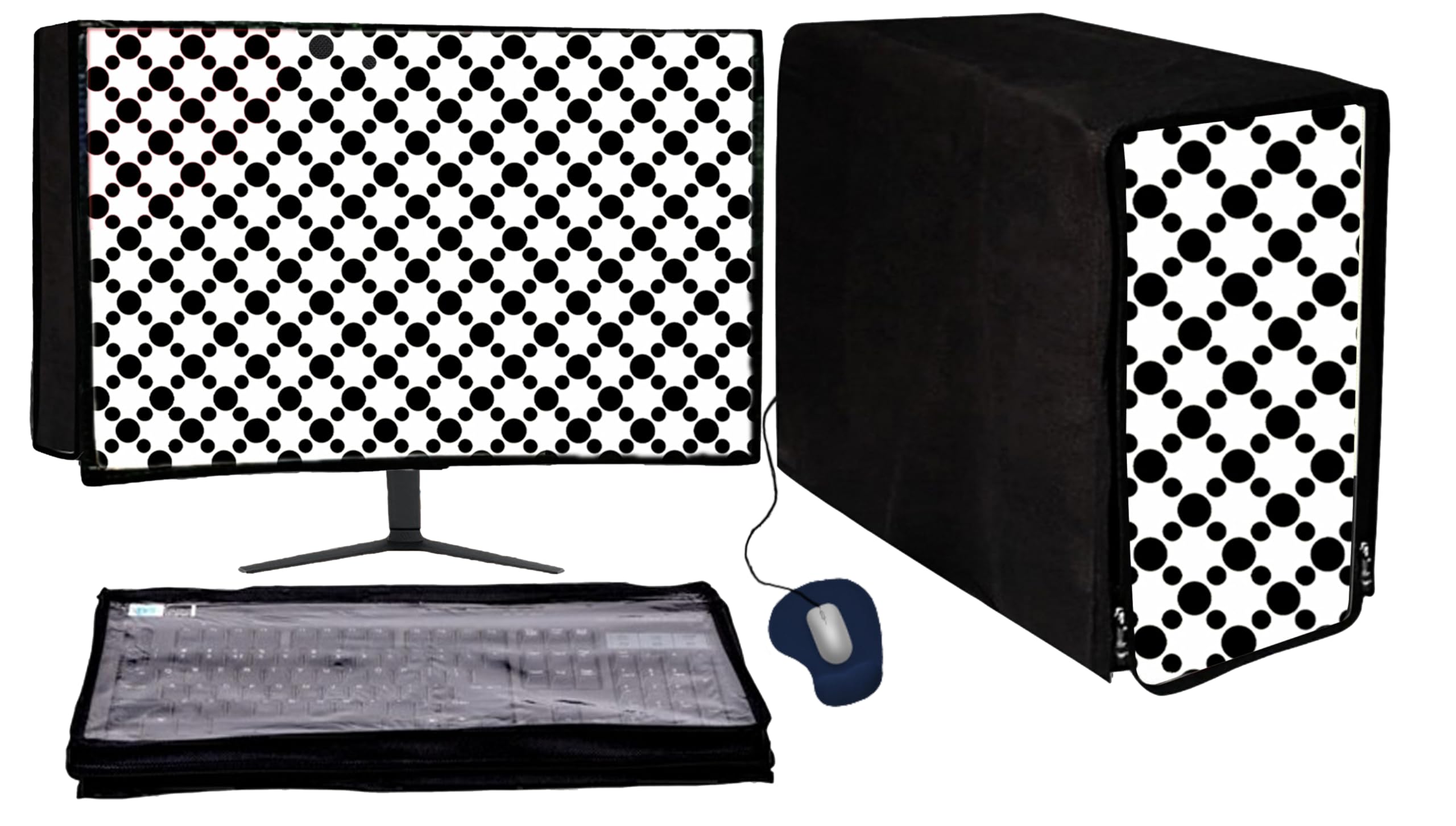 computer desktop 3 pcs pvc cover set – water-resistant dust protection for monitor, cpu & keyboard | extra zip closure | ideal for office, home & business use (22 inch)
